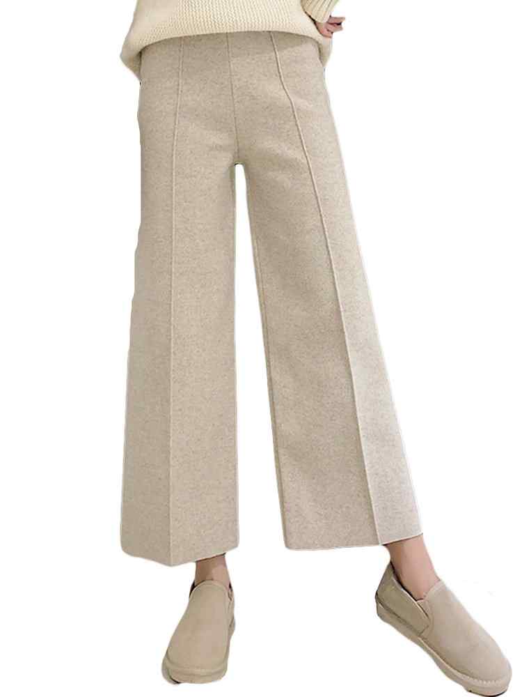 High Waisted Woolen Wide Leg Pants