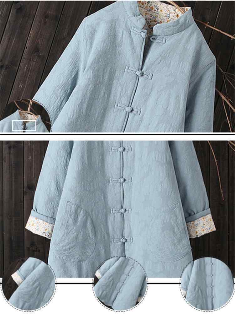 Linen Solid Color Vintage Button Coat