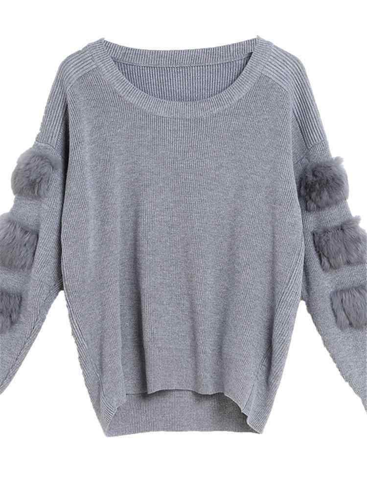 Plush Long Sleeve Solid Color O-neck Sweaters