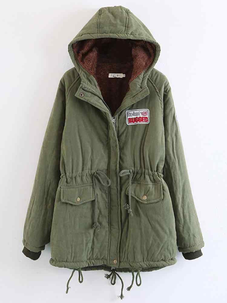 Women Fleece Hooded Autumn Winter Cotton Coat