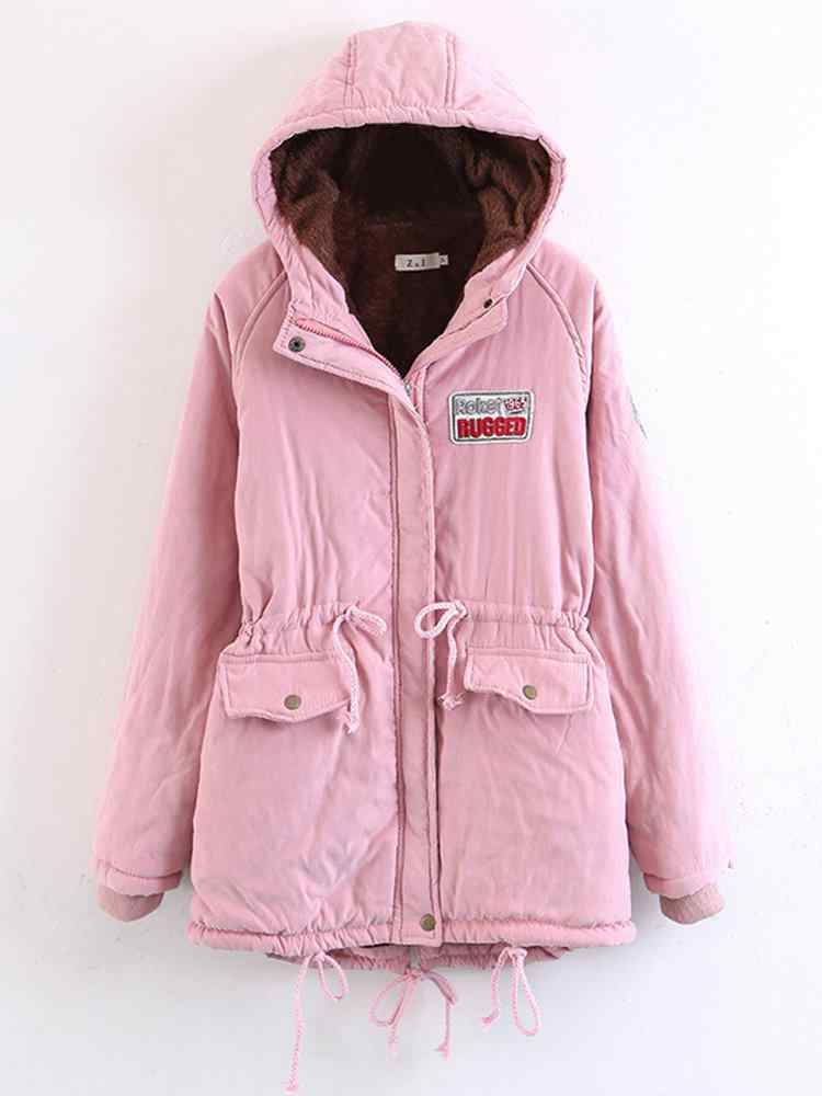 Women Fleece Hooded Autumn Winter Cotton Coat