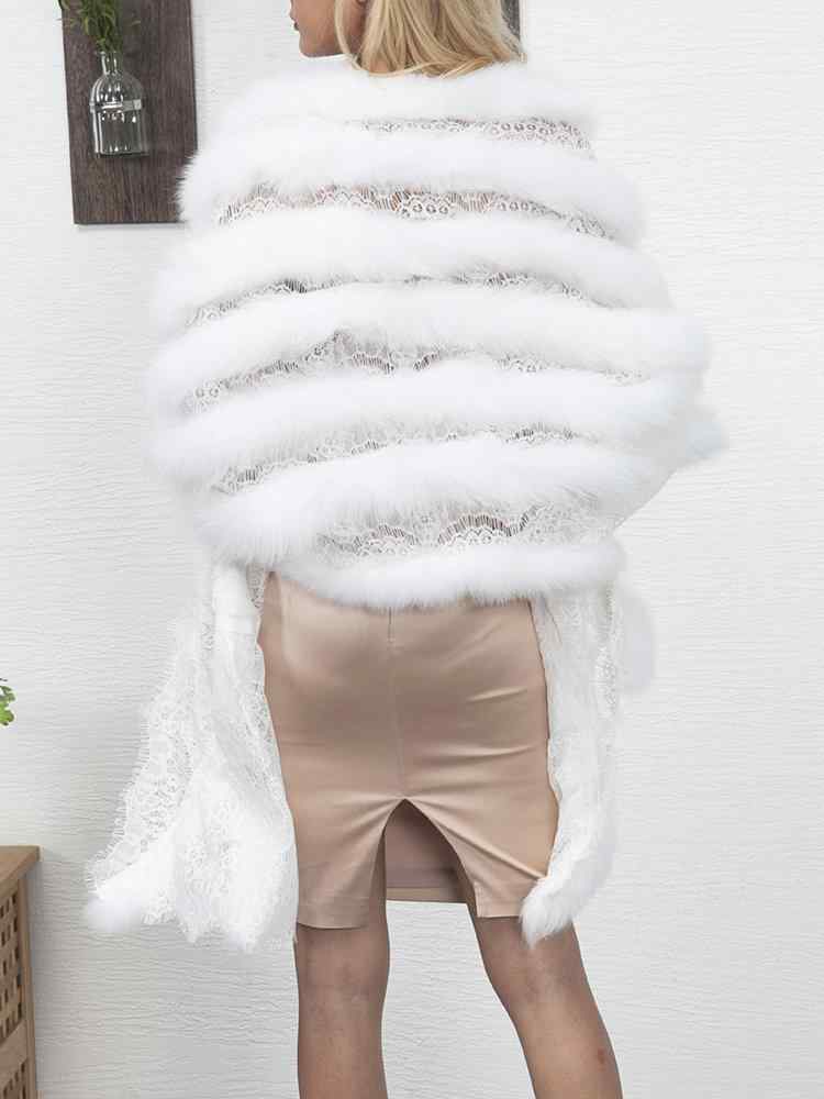 Faux Fur Solid Color Autumn Winter Lace Shawl Coat