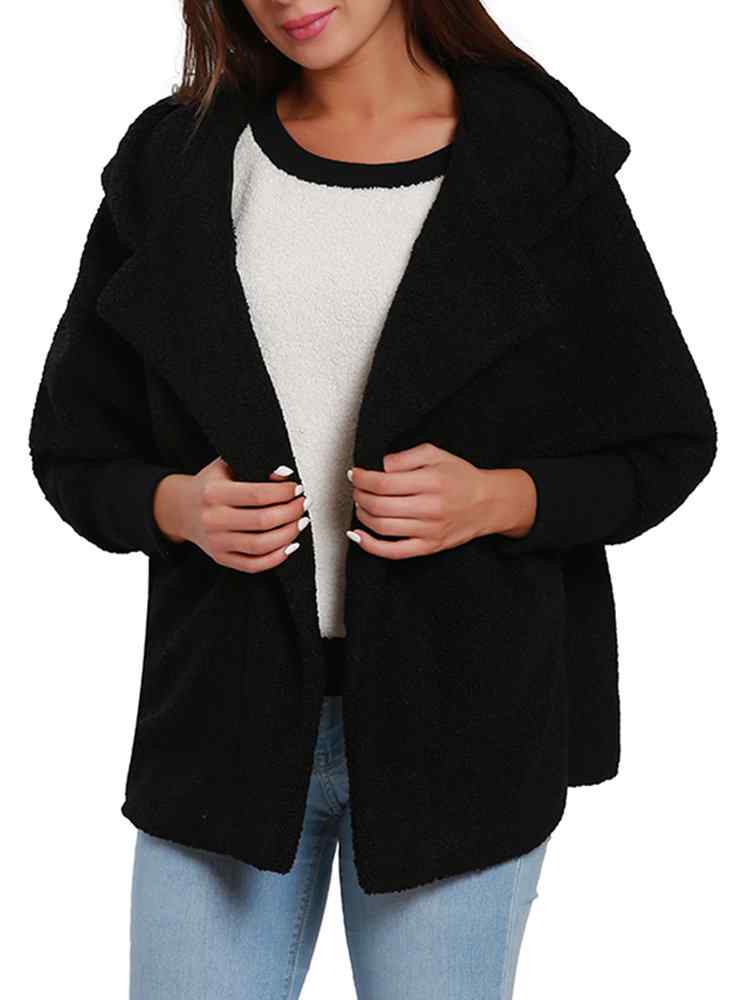 Loose Bat-wing Black Hooded Coats